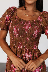 Lizzy Midi Dress | Copper + Pink